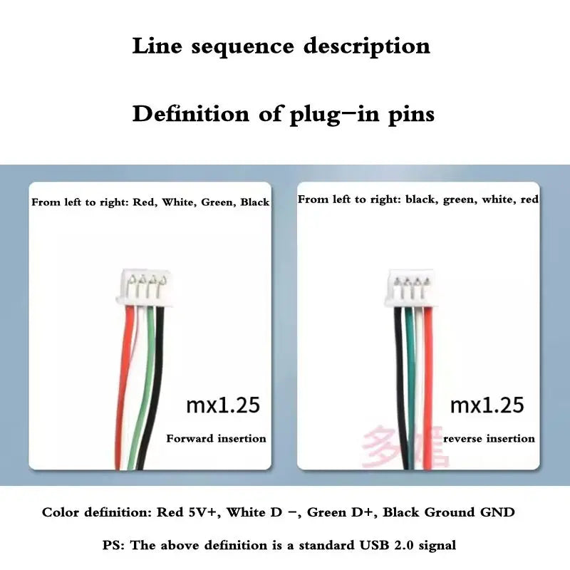 USB 2.0 to PH2.0/XH2.54/mx1.25 Data Cable, 4-Pin PH2.0 Pin to USB 2.0 Connection Cable, Small Motherboard USB Pin