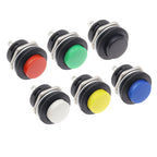 6Pcs R13-507 Momentary Push Button 2 Pin Self-Resetting Mini No Lock Round SPST 1NO Switch 3A 250V AC/6A 125V AC Button Assorted