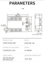 KANE DC-AC 3-Phase Solid State Relay 3-SSR 10A-200A KSSR 3~32VDC-24~480VAC Control 40AA 40DA KSSR Epoxied Protection