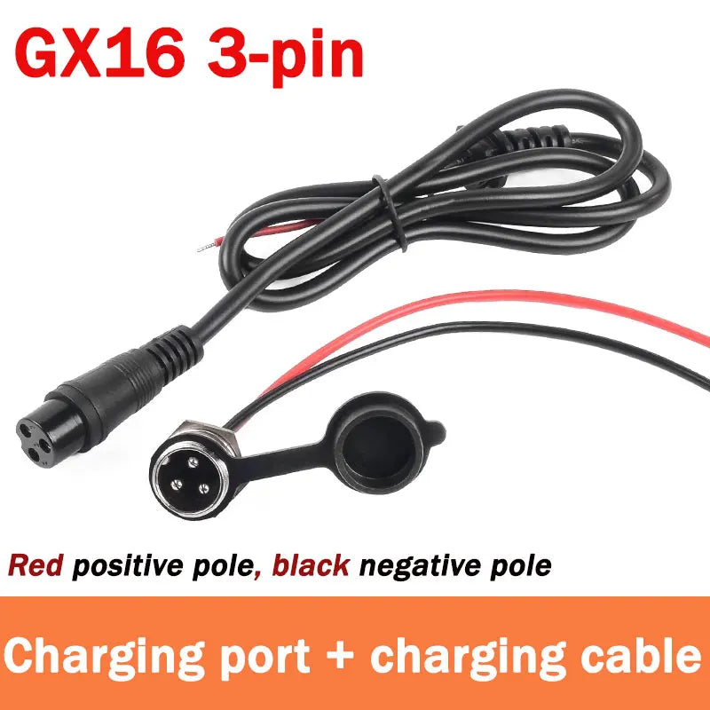 GX16 3Pin Plug for Lithium Battery Electric Scooters Aviation Charging Port 3 Pin Charger Output Cable 220V Waterproof Dust-pro