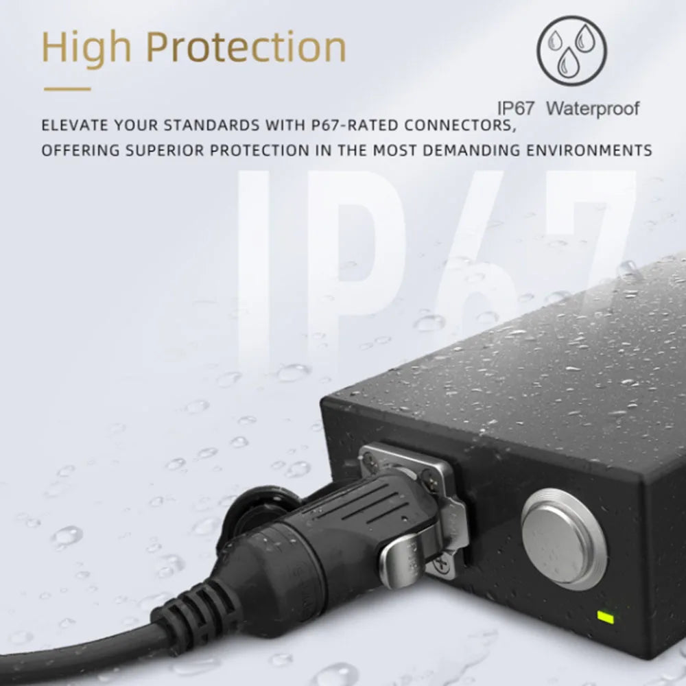 EW-LP16 Type-C USB 3.1 Female Socket Rear Nut Locking Jack Panel Mount Connector Waterproof Fast Charging Data Wire Cable 5A