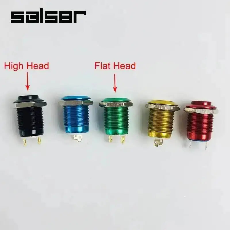 10pcs 12mm Anodize Red Blue Green Black Yellow Waterproof High Flat Head Momentary Fixation Latching Metal Push Button Switch