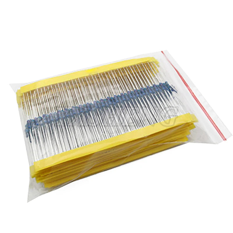 600pcs/set 30 Kinds 1/4W Resistance 1% Metal Film Resistor DSSUPPLY Pack Assorted Kit 1K 10K 100K 220ohm 1M Resistors 300pcs/set