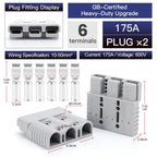 2pcs 50A 75A 175A 3P Battery Power Connector Kit Quick Disconnect Plug 600V Car Forklift Battery Charging Electrical Connectors
