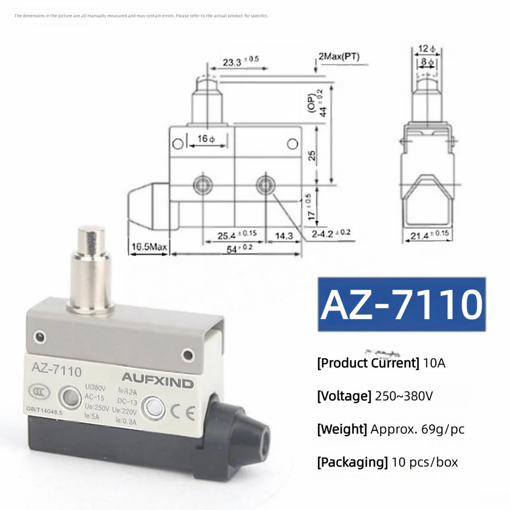 10A 250V AZ Waterproof Microswitch Travel Micro Limit Switch Small Horizontal Roller Lever AZ-7312 AZ-7311 AZ-7121 AZ-7310 TZ
