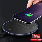Universal 15W Fast Wireless Charger Pad Compatible with iPhone 17/16/15 Pro Max, Samsung Galaxy S22/S21 Ultra, Huawei, Xiaomi,