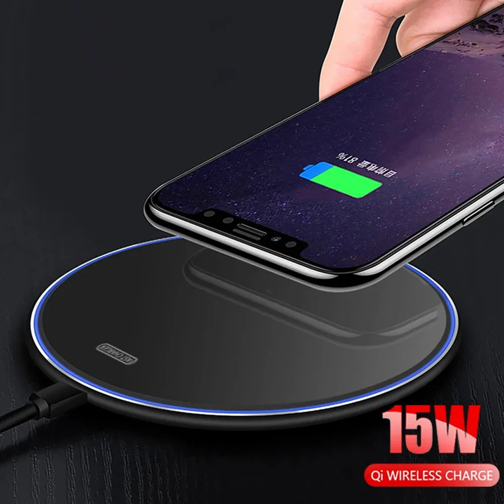Universal 15W Fast Wireless Charger Pad Compatible with iPhone 17/16/15 Pro Max, Samsung Galaxy S22/S21 Ultra, Huawei, Xiaomi,