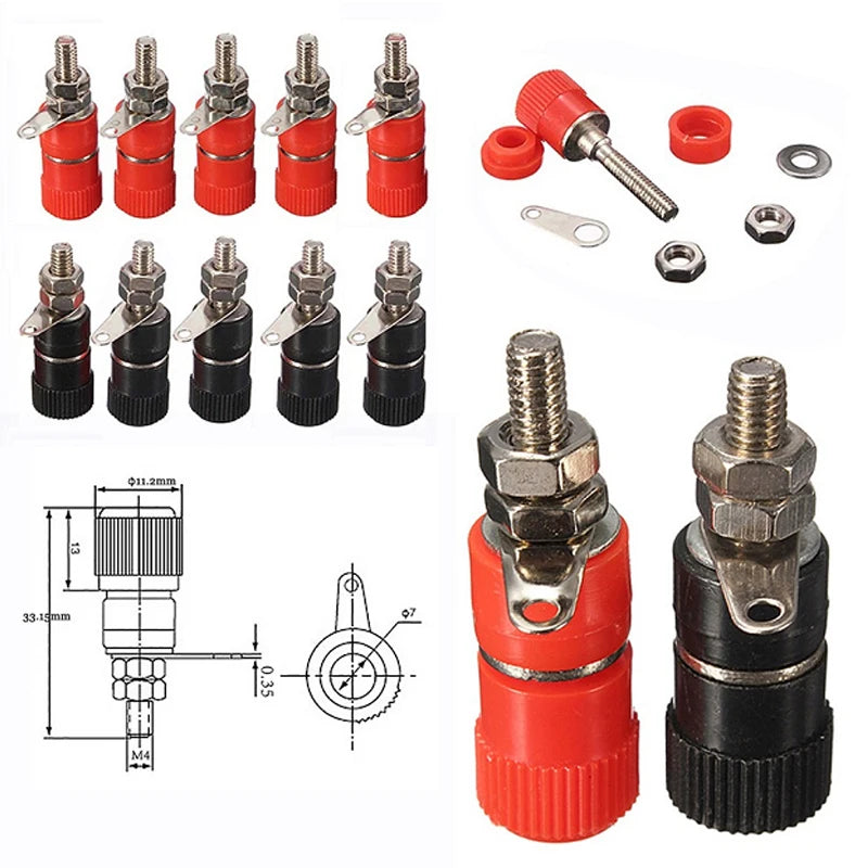 5/10PCS Binding Posts Terminals 4mm Banana Plug Socket Nickel Plated Terminal Red Black Barrel Connector For Amplifier Arduino