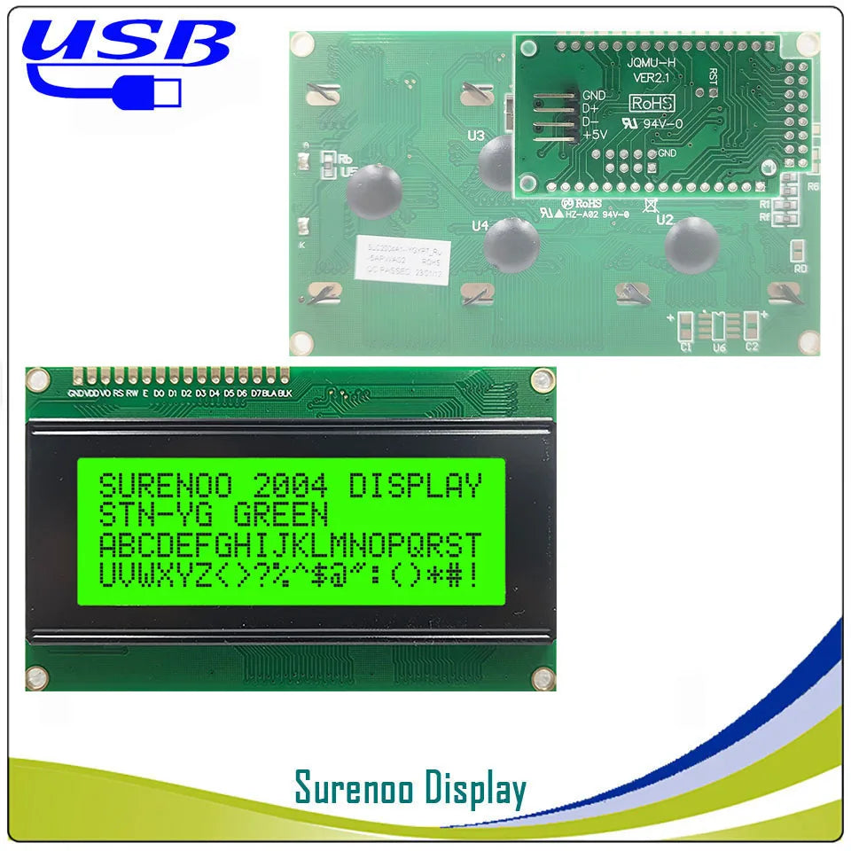 Surenoo LCD2USB USB 204 20X4 2004 Character LCD Module Display Screen Panel sutible LCD Smartie & AIDA64 for DIY PC