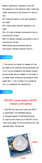 DS1302/3231/1307 PCF8563 real-time clock module time power-off storage timing module