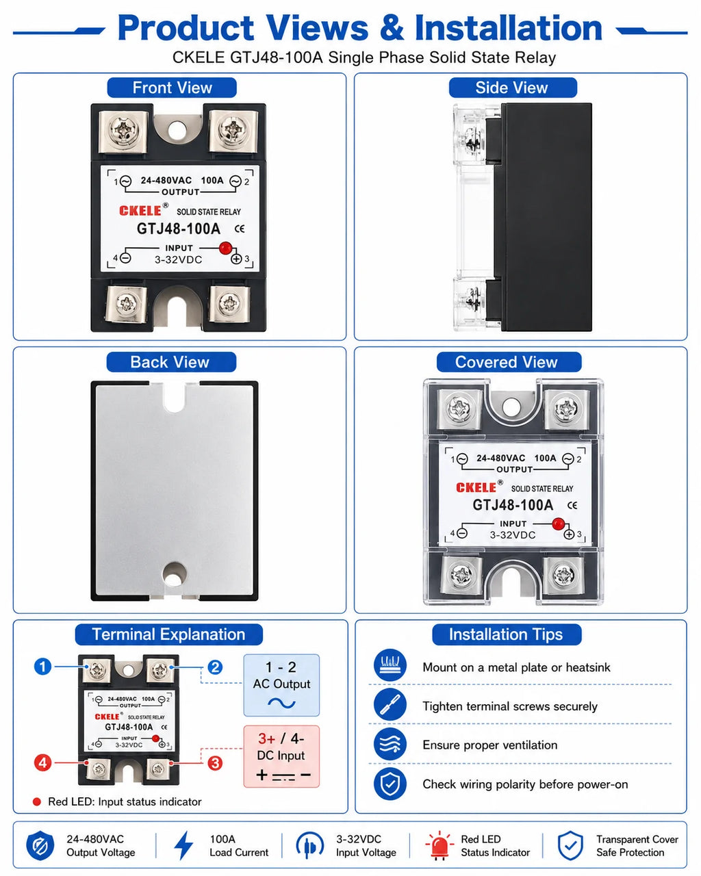 Solid State Relay DC to AC AC to AC DC to DC Zero-crossing SSR 10A25A40A50A60A80A100A