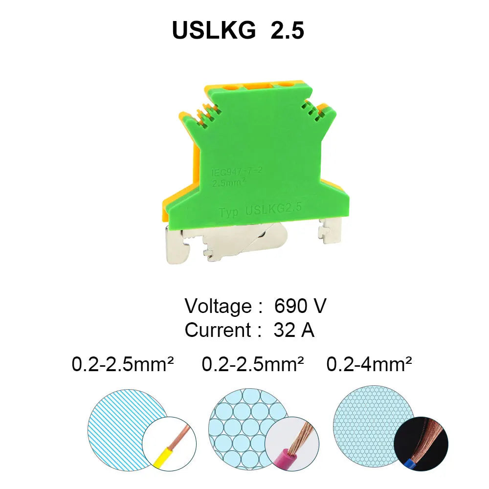 4PCS Wire Electrical Conector Terminal Connector Screw Cable Din Rail Terminal Blocks Strip Power Distribution Block Terminator
