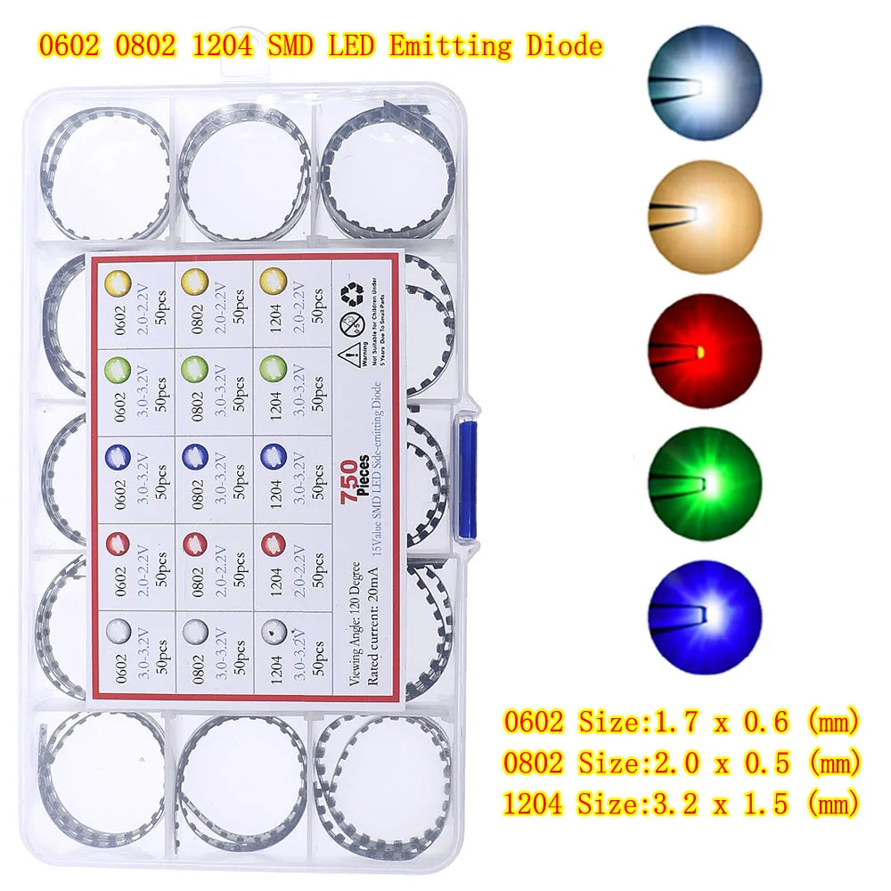 0402 0603 0805 1206 1210 5730 5050 SMD LED Mixed Kit Warm Cool White Red Green Blue Yellow Orange UV Pink Fast flashing