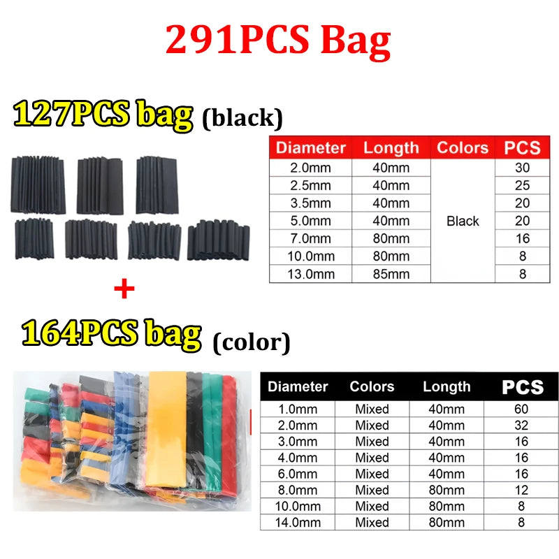 Heat-shrink Tubing Thermoresistant Tube 1300/650 Heat Shrink Wrapping Kit Electrical Connection Wire Cable Insulation Sleeving