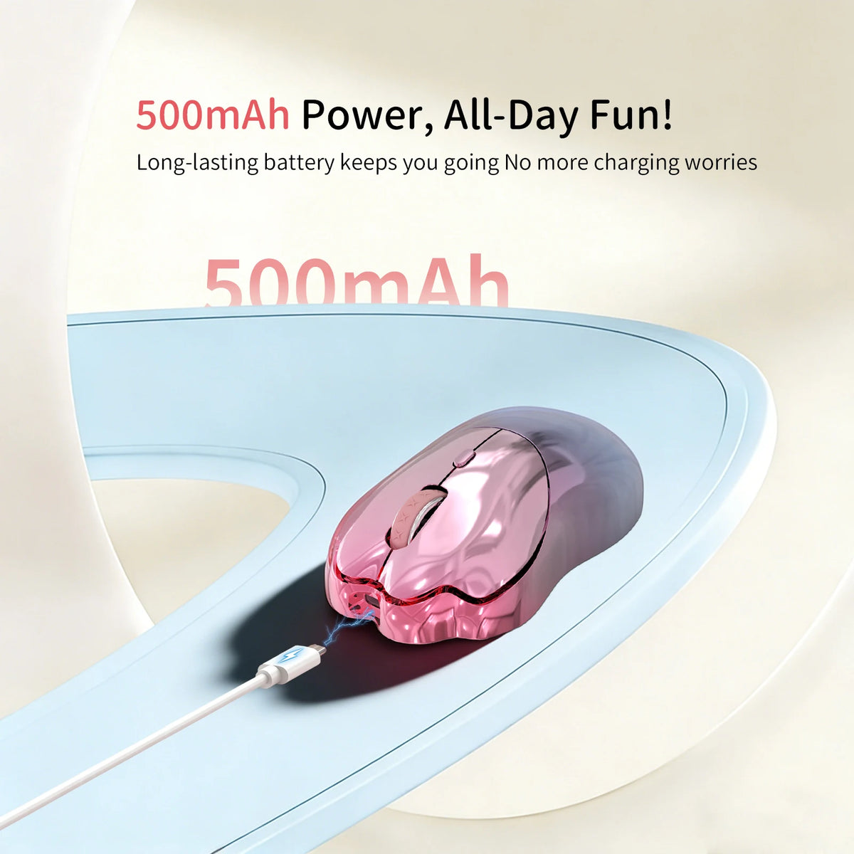 SayRose MO‑76 Cute Cat Paw Wireless Mouse 2.4G Bluetooth 5.0 Dual Mode 4‑Level DPI 800‑3200 Rechargeable Type‑C Mice for Laptop PC Mac Office Girl Gift