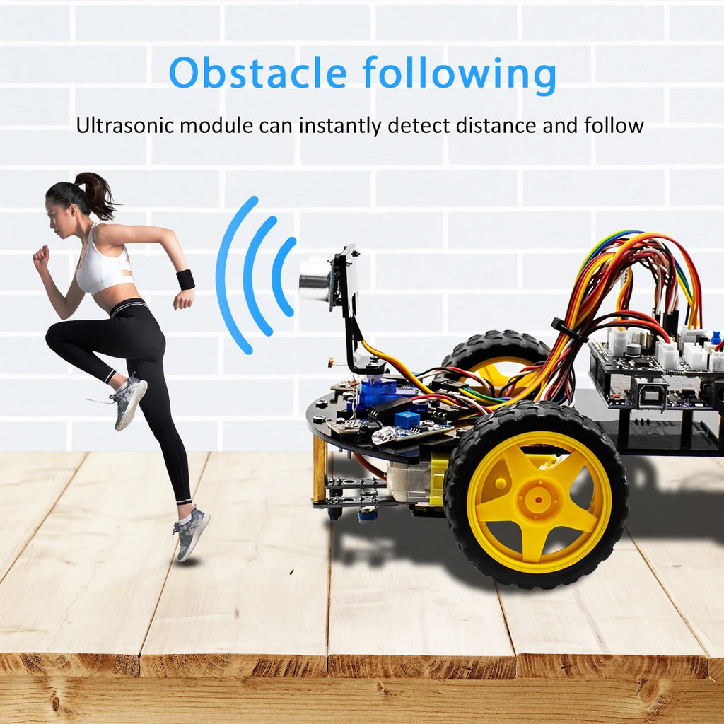 LAFVIN Smart Robot Car for Arduino 2WD Chassis Robot Car Kit With Ultrasonic Module, L298N Driver Board, Remote, IR Control