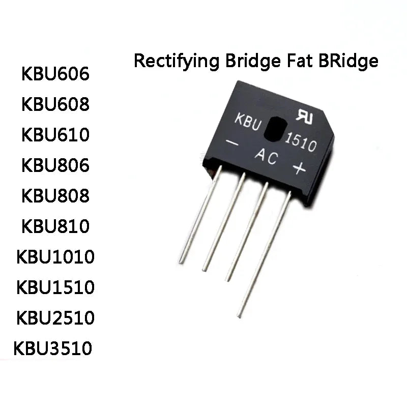 5PCS KBU1010 KBU-1010 10A 1000V diode bridge rectifier KBU1510 KBU808 KBU810 KBU606 KBU608 KBU610 KBU806 KBU2510 KBU1510 KBU3510
