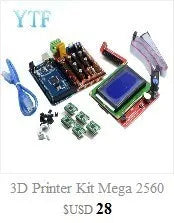 Mega 2560 R3 1pc RAMPS 1.4 control panel 5pcs DRV8825 or A4988 Stepper Motor Drive 3D Printer Parts
