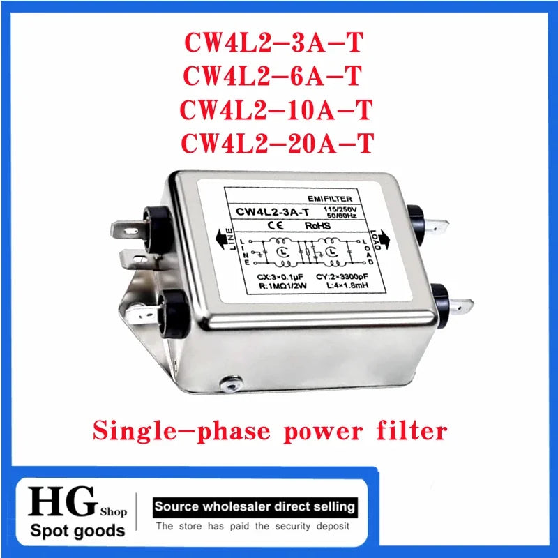 Single-phase two-stage 220V power supply filter anti-interference CW4L2 3A/6A/10A-T/S 30A-SR rail type 20A bipolar filter