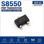 (100 pcs) S8550 (Marking 2TY) SOT-23 - PNP Transistor 40V 500mA 100MHz