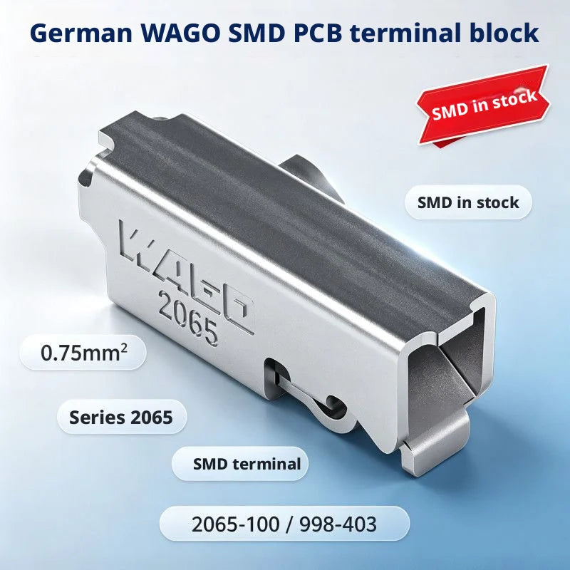 WAGO 2065‑100/998‑403 SMD PCB Terminal Block 1‑Pole 0.2‑0.75mm² 9A 250V Push‑in Cage‑Clamp Tape‑and‑Reel For LED Lighting