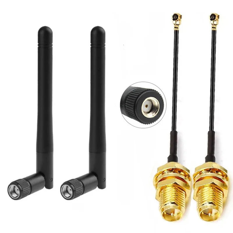 2PCS 2.4GHz Folded  Bluetooth ZigBee Antenna 3dBi with U.FL I-P-E-X-1 to SMA Connector 15cm For ESP8266 ESP32 WiFi Module
