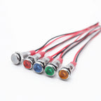 5pcs 6mm Metal Indicator Light LED Warning Signal Lamp Pilot With Wire 3V 5V 6V 12V 24V 220V Red Orange Blue Green White