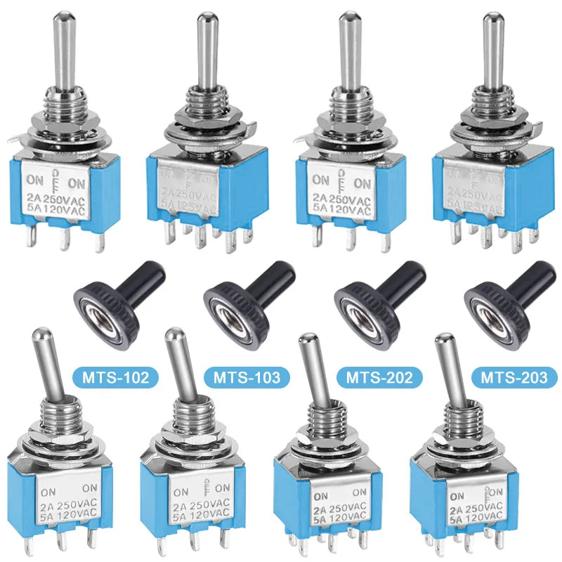 10Pcs Miniature Toggle Switch ON-OFF-ON Mini Button Rocker Power Switch 3Pin 6Pin ON-OFF MTS-102 MTS-103 MTS-202 MTS-203