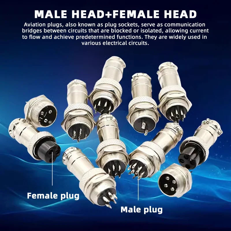 Aviation Plug Socket Connector GX12 16 20-2/3/4/5/6/8/10/12 Core Cable Aviation Plug Connector