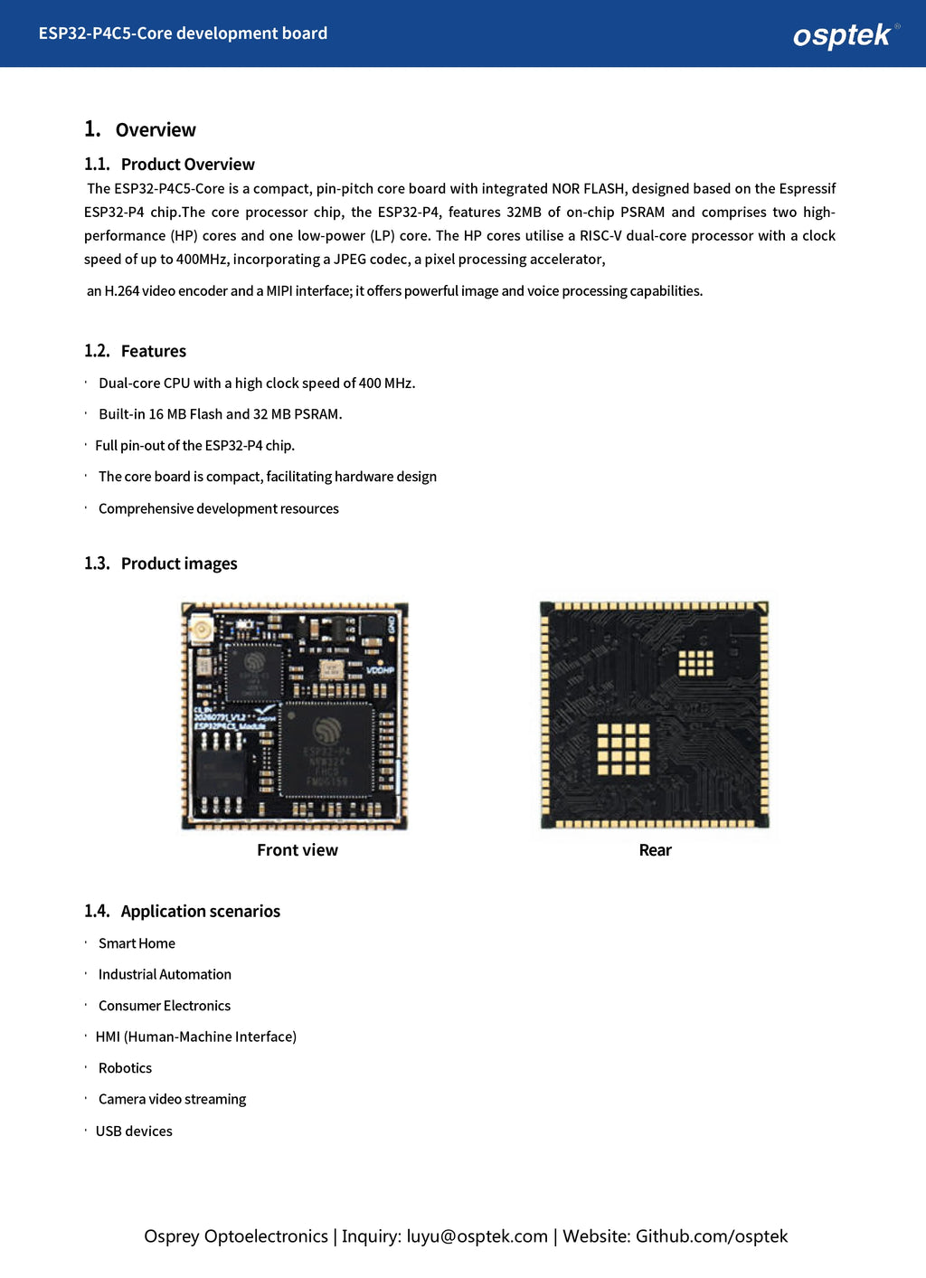 ESP32-P4C5 Microcontroller Module