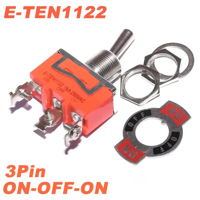 5pcs Toggle Switch Latching On-Off On-On On-Off-On E-TEN1021 1122 1221 1321 Power Button Switch 250V 15A Toggle Switch