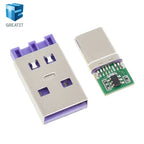 1/5Set PD Fast Charge Type-C USB 65W 5A  Male Connector Welding With 5Pin PCB + Type A Male 5Pin USB DIY OTG Data Charge DIY KIT