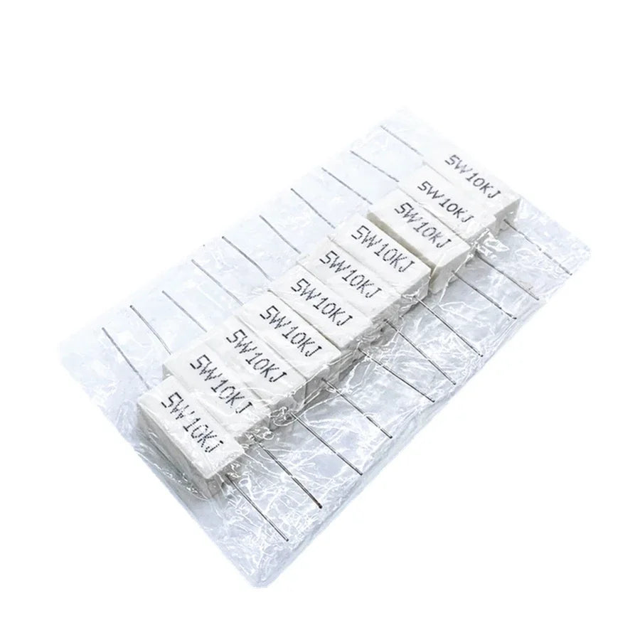 10pcs 5W 5% Cement Resistor Power Resistance 0.1 ~ 10K 0.1R 0.5R 1R 10R 100R 0.22 0.33 0.5 1 2 5 8 10 15 20 25 30 100 1K 10K ohm