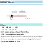 10PCS High Precision NTC Thermistor MF52B 10K 50K 100K B3950 1% 5% 6CM Probe for 3D Printer HVAC Temperature Control