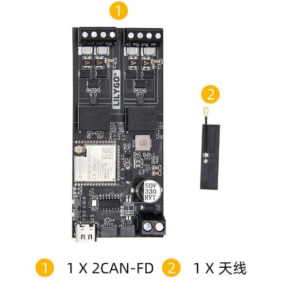 LILYGO T2CAN ESP32S3 WiFi Bluetooth CAN Module Development Board with QWIIC