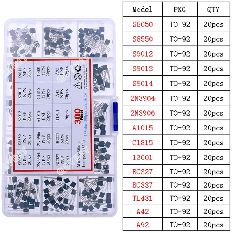 DIP SMD Mosfet Triode Thyristor PNP NPN Voltage regulator Chip Transistor Assortment Kit DIY Mixed Electronic component package