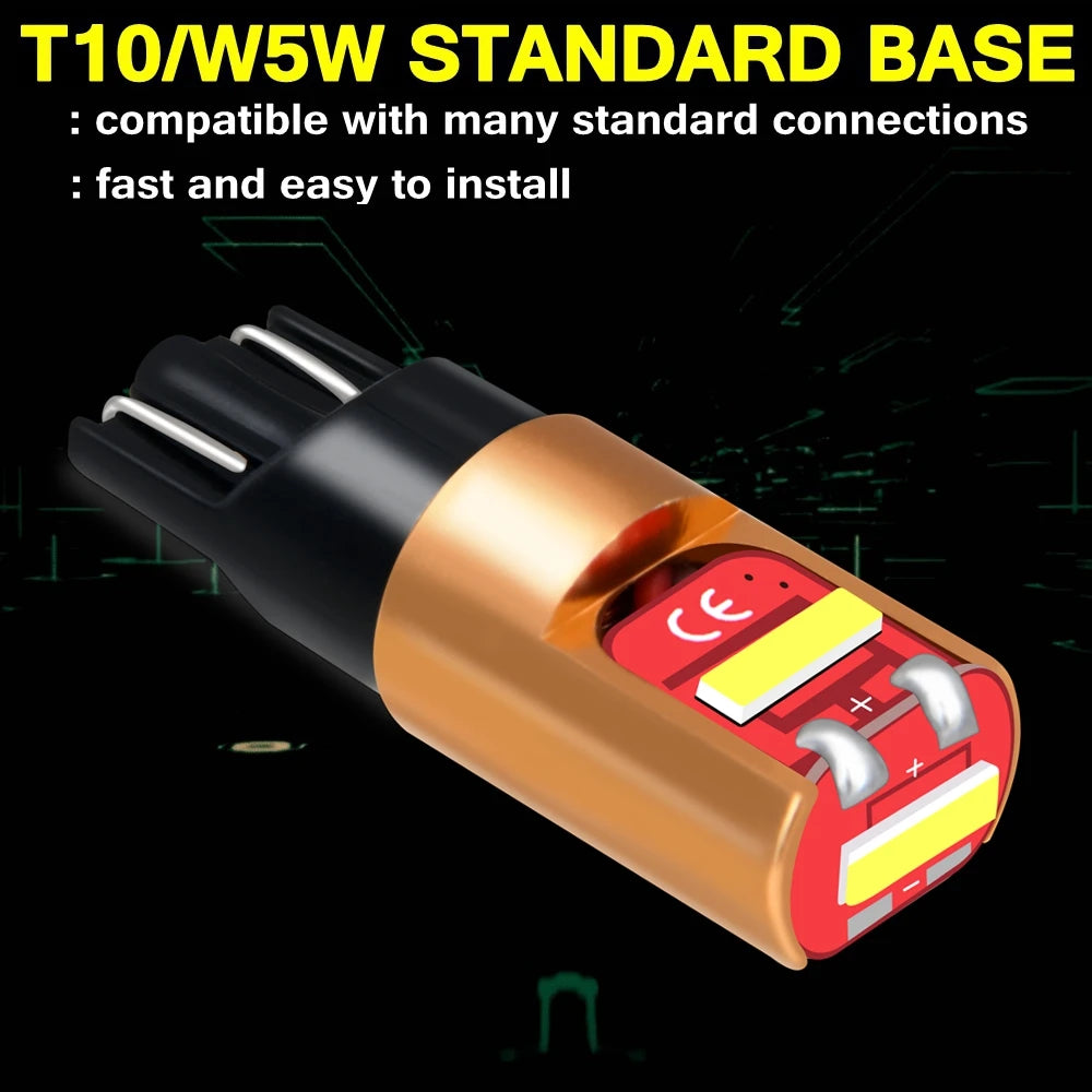 2Pcs T10 LED W5W Led Bulbs WY5W Super Bright CSP 1860 Chips 1000Lm Canbus Car Parking Lights Auto Dome Lamp White Red Yellow 12V
