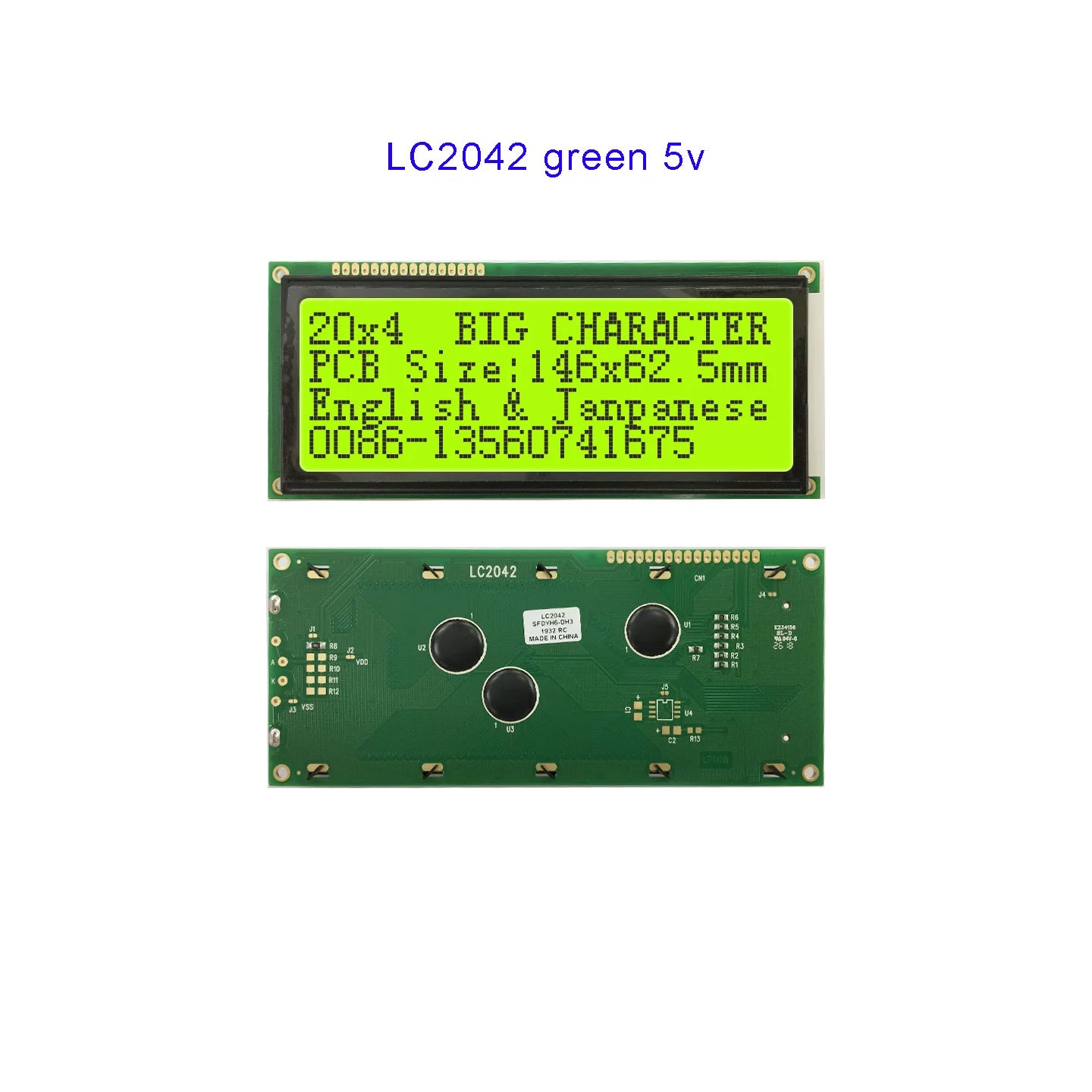 20x4 2004 Big Large Size Character  Lcd Display I2C IIC Blue White Green Size 146x62.5mm 5v LC2042 WH2004L AC204B  SBS02004A0