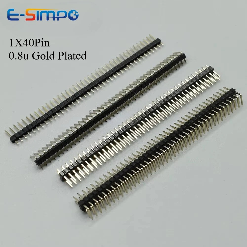 10/20Pcs 0.8u Gold Plated 40 Pin 1x40 Single Double Row Male 2.54 Breakable Pin Header Connector Strip For Arduino Black