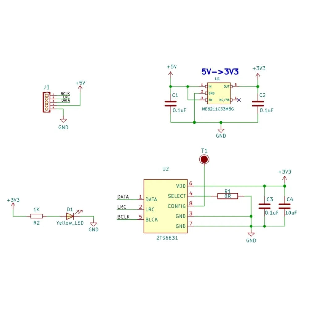 I2S MEMS Microphone Module ZTS6631 High Sensitivity Digital Audio Sensor PH2.0 Connector supports ESP32 for HOME Assistant