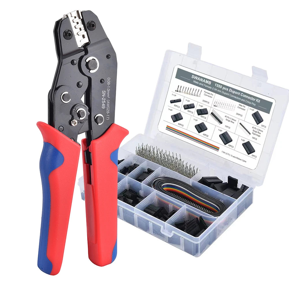 SN-2549 Ratcheting Crimper Tool for Dupont/PH2.0/XH2.54/VH3.96 Terminals, Wire Crimping Pliers Electrical Connector Clamp
