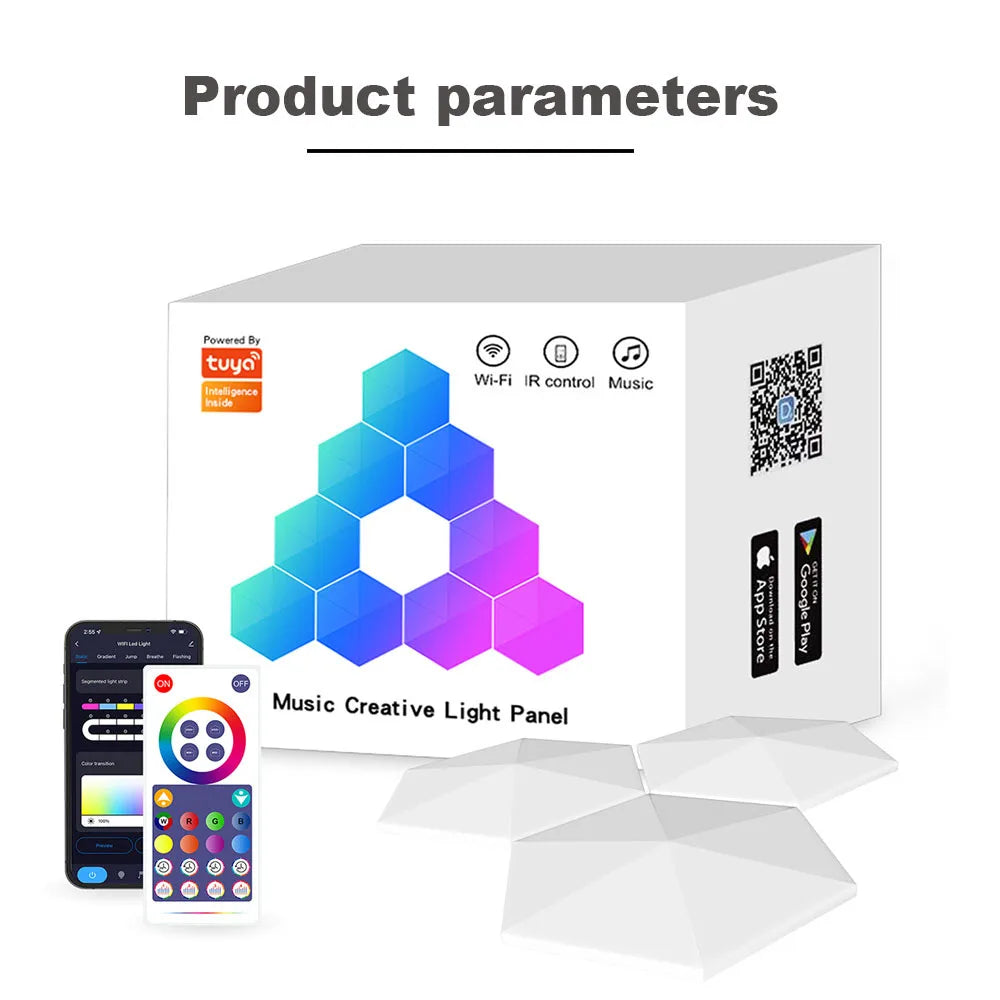 1-12 RGB TuYa WIFI Bluetooth LED Hexagon Lamps Indoor Wall Light APP Control Night Light For Computer Game Bedroom Decoration