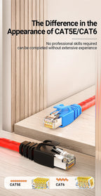AMPCOM Pass Through STP RJ45 Connectors, CAT6 CAT5E Shielded 3/50μ Gold-Plated 8P8C Modular Plugs Crimp End for Ethernet Cable