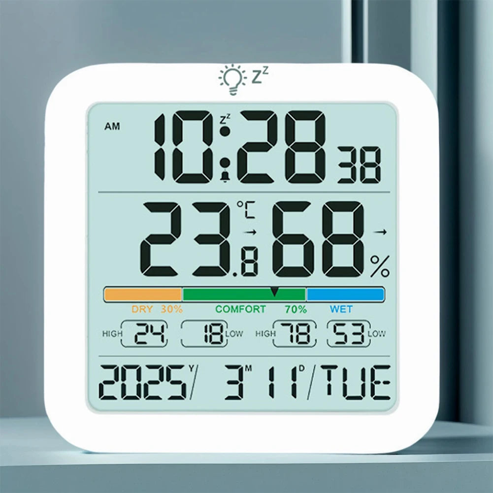 Thermometer Sensor with Backlit LCD Digital Magnetic Clock Easy To Read Home Weather Station for Humidity Gauge Meter Sensor