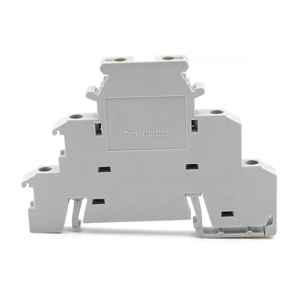 50Pcs DIN Rail Terminal Block DIKD 1.5, 1.5mm² 3-Tier Screw Clamp for C45/DZ47 Breakers & Industrial Control Cabinet