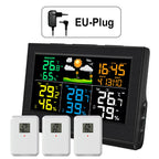 Wireless Weather Station with 3 Sensors 8 Channels 100m Range Indoor/Outdoor Thermometer Hygrometer Alarm Clock for Home Office
