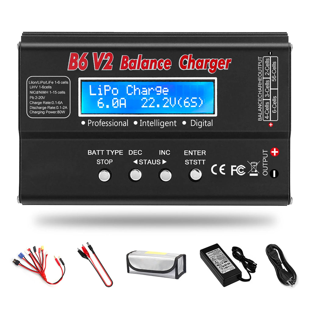 HTRC IMAX B6 V2 Balance Charger  80W Professional Digital Discharger For LiHV LiIon LiFe NiCd NiMH PB Battery RC LiPo Charger