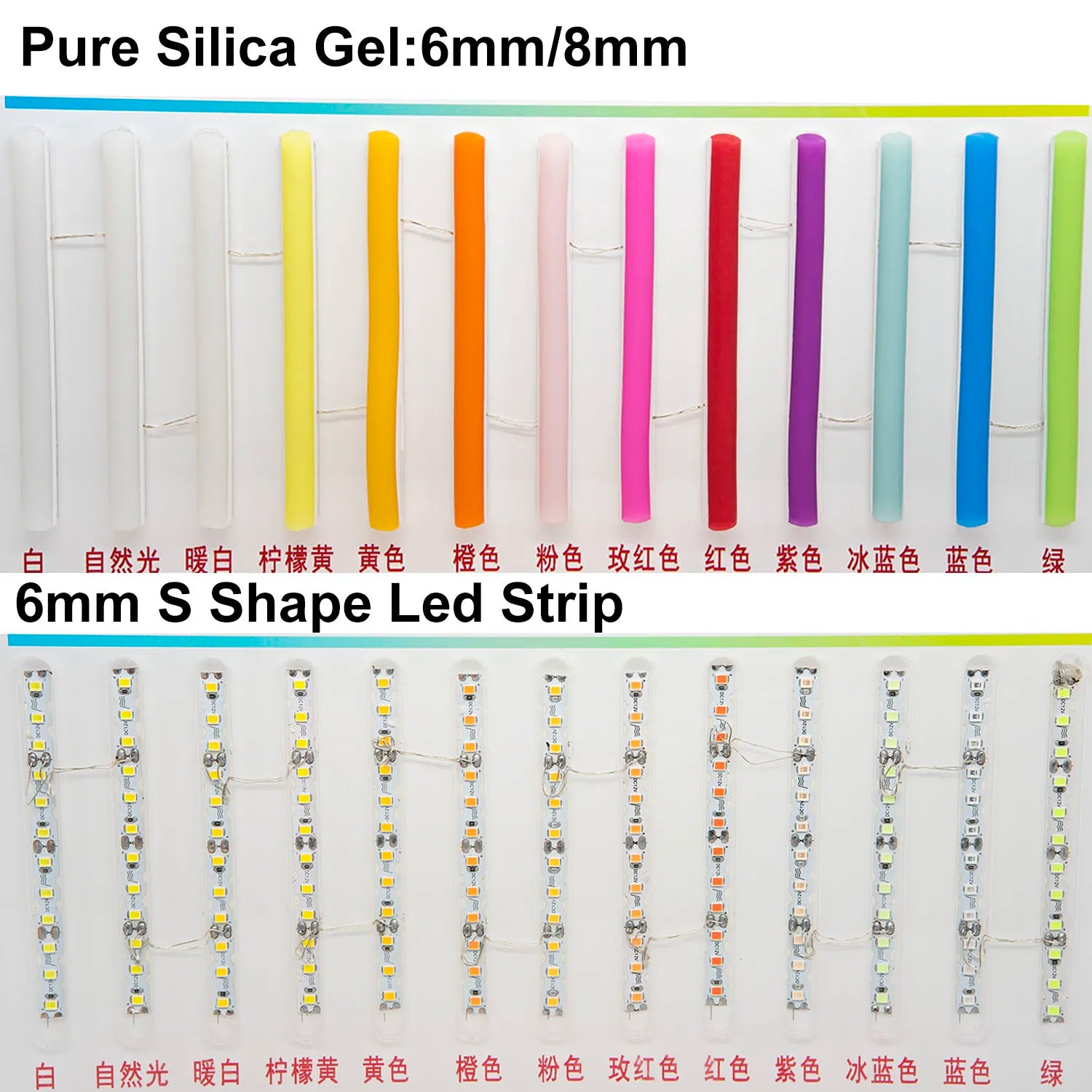 6mm 8mm 12mm S Bendable Separate Flexible Silicone Neon 3528SMD Led Strip 12V For LED Neon Sign Waterproof IP67