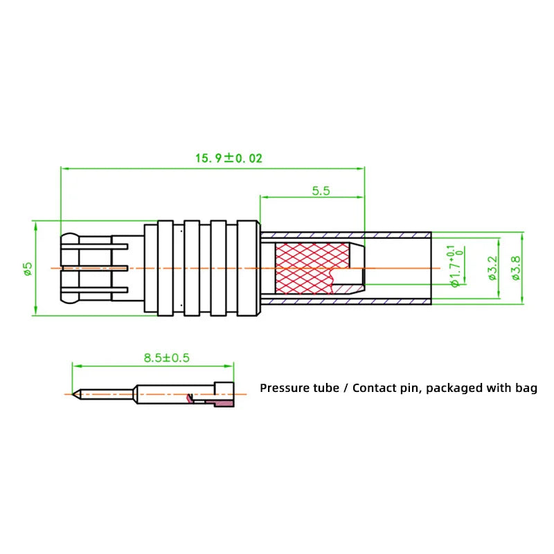 RF Coaxial Connector MMCX-JB2 Crimping RG316 174 MCX-J-1.5 Male MCX-K-1.5 Female Adapter