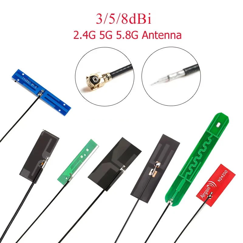 5PCS 2.4Ghz 4G 5G WIFI Internal Antenna FPC PCB 5dBi 8dBi IPX Connector Solder Omni Buletooth Antenna 3dBi IEEE b/g/n WLAN